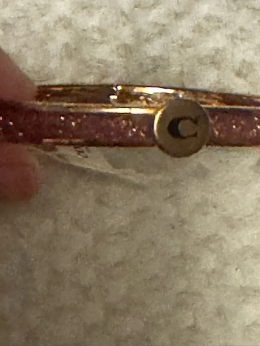 Coach Gold-Tone Pink Glitter C Initial Bangle Bracelet F39599 - Picture 7 of 15